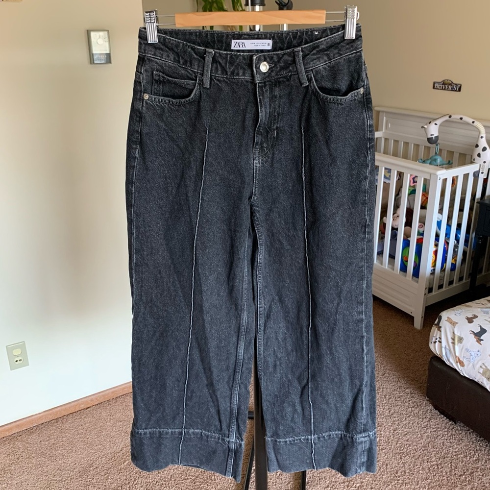 Zara Wide Leg Cropped Jeans 4